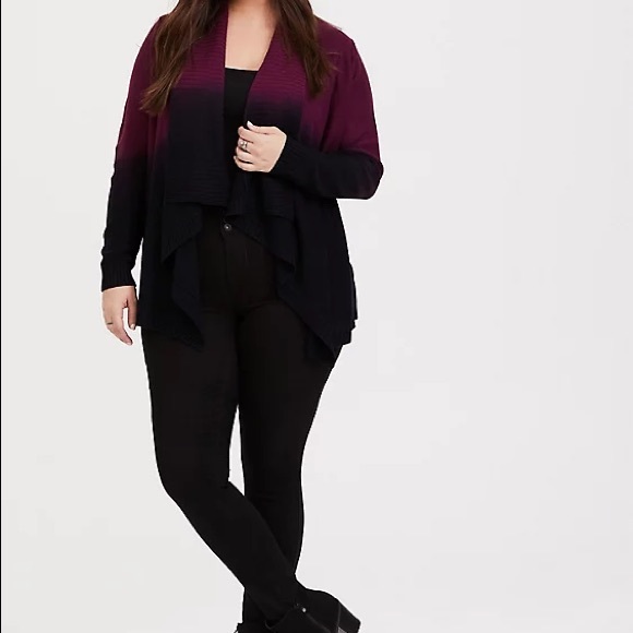 ISO Torrid BURGUNDY PURPLE DIP-DYE OMBRE CARDIGAN - Picture 5 of 5